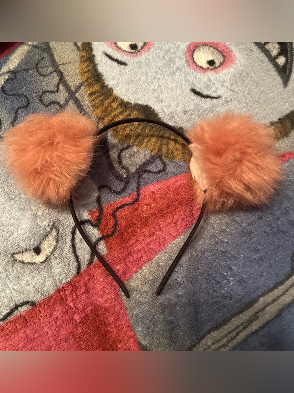 Faux Fur Pom Pom Headband - Peach